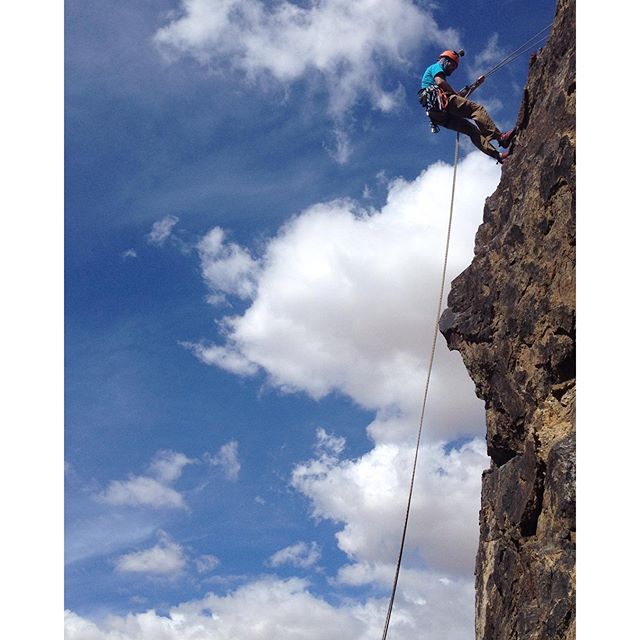Backed up rappel in New Jack Citynearby Barstow. Great sport climbing with lots of bolts.