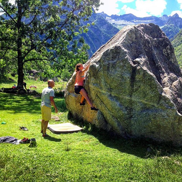 Great bouldering trip to Italy! Val Di Mello has given us so much pleasure with its pristine beauty. Gorgeous summer weather, Italian Alps, great company and just awesome boulders everywhere. Tomorrow we will get some multi pitch climbing in to also explore this side of the valley. Happy and content  being here!