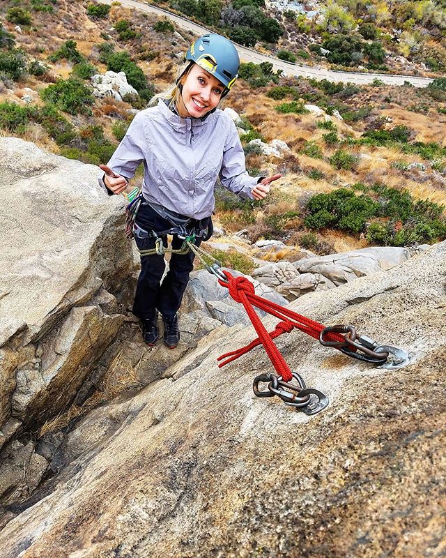 Anchors  Rappel  Backup hitch Ready to zip down ️ Here is Anastasia on her third session with us... already building her own anchors and rappelling down the safest way possible... We love to see the progress and are psyched for her future eock climbing career... exploring our nature playground