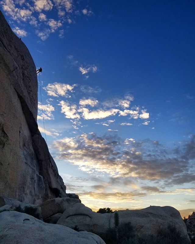 Rappelling Intersection Rock in the last light of the day! MAGIC