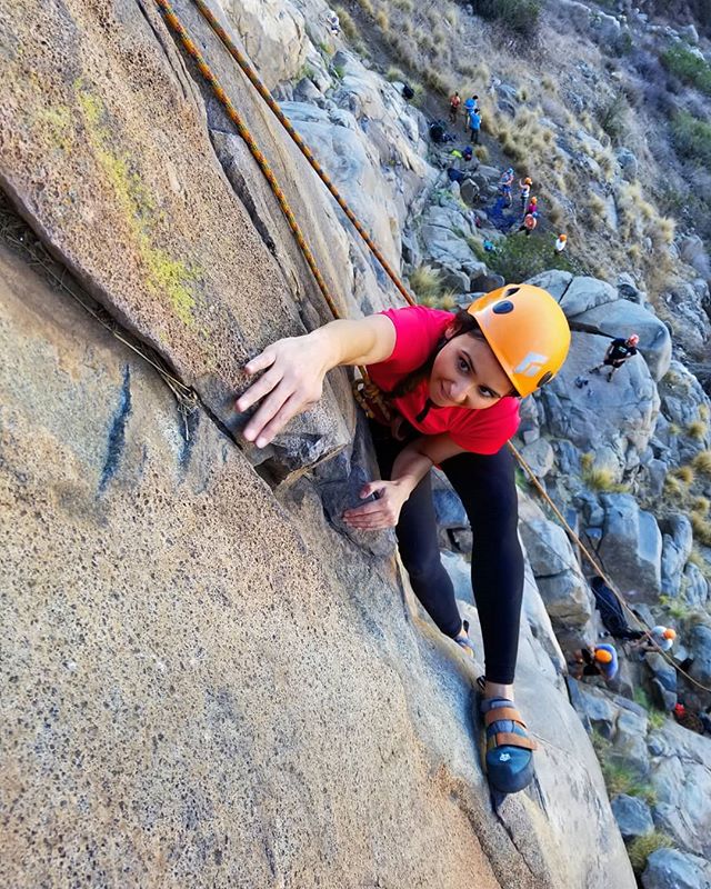 @tiffcolon reaching far out to get into the lieback on "Clear Light", 5.9 - this route used to be an R rated trad lead until it got recently bolted and tagged with another route name - someone calls it now "Clandestine beach maneuver"