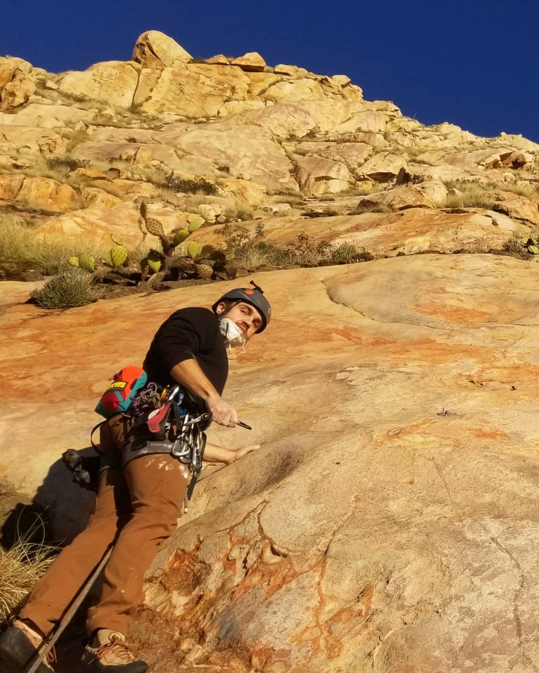 Exploring new terrain in San Diego. Last Friday we had the pleasure to check out a fairly new established route on the Mountaineer's wall of El Cajon Mountain"THE SLEEPING GIANT, 5.10a"With 10 pitches and a route length of 1,000 feet it can well be considered San Diego's longest multi pitch climb (that we know of).Together with @josh, we had to check it out and see what "SAN DIEGO'S LONGEST CLIMB" is all about.And we want to say many thanks and express gratitude to the first ascentionists and local developers  who made this climb (and so many others) come alive and enjoyable for many climbers generations ahead.Please check out our story later today for a full length documentation of the route + hints, tips and beta on all the pitches.️️️BETA ALERT️️️DO NOT CHECK THE STORY IF YOU PLAN TO ONSIGHT THE CLIMB....#chillinorockclimbing #sandiego #chillinoguides #rockclimbing #rock_climbing_pictures_of_instagram #optoutside #guide #beta #climbinglife #byclimbersforclimbers #passion #roots #community #lifestories #real...@chbard @randyleavitt @eldorado_rugs @the_cosmic_climber @brischillings_music @william_helmer @gregasaurus_flex @mesarimclimbing @mesarim_mv @mateoway88