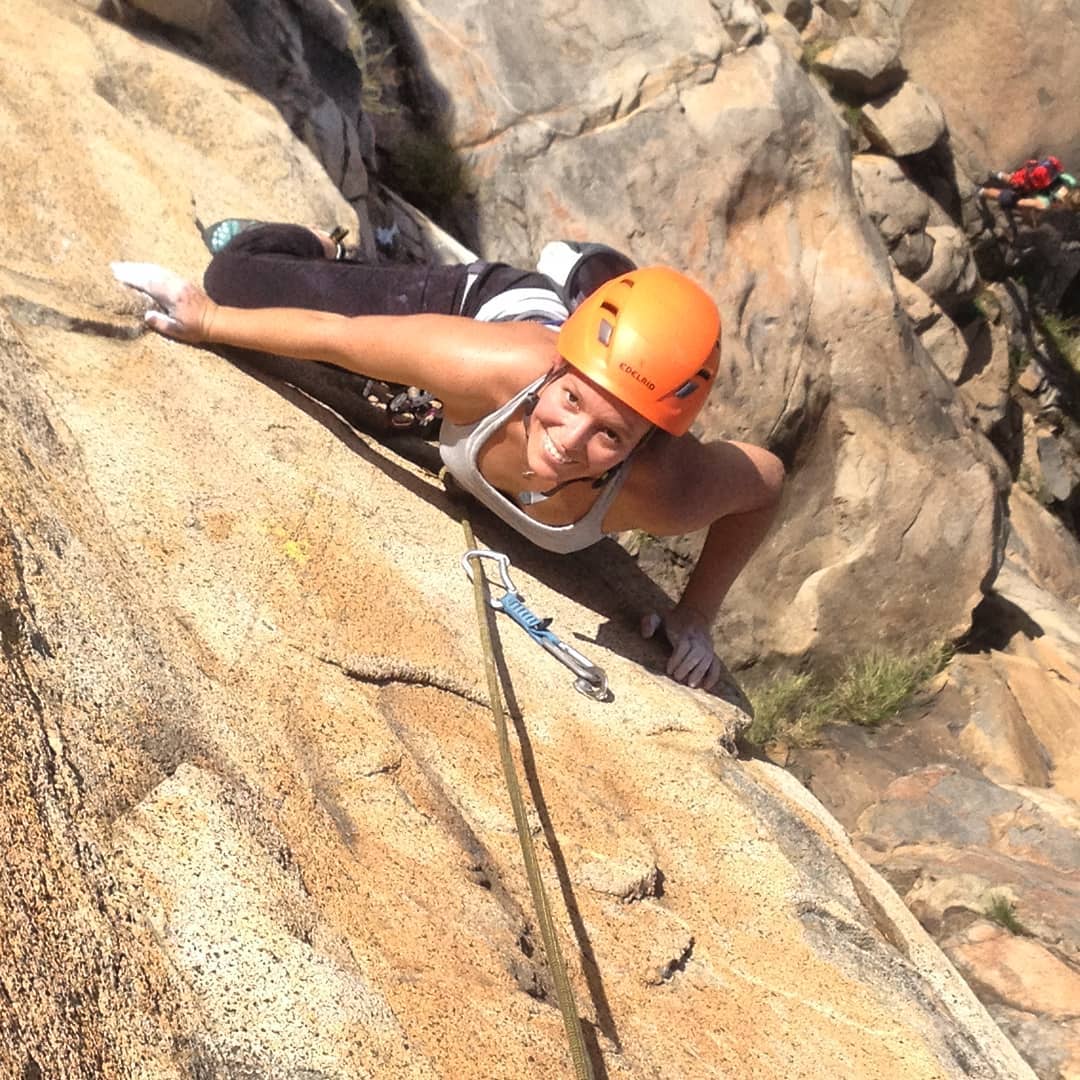 ️ San Diego Classics Alert ️..."SKYLINE PINNACLE, 5.7" is probably the longest moderate climb at Mission Trails.An 80m rope makes it possible to top rope the whole climb from bottom to top.Here big smiles... right after the crux on the headwall. And a few more moves to go ...#chillinorockclimbing #sandiego #sandiegorockclimbing #rockclimbing #guide #climbing_pictures_of_instagram #climbingguide #chillinoguides #optoutside #neverstopexploring  #acsd
